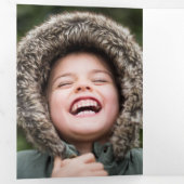 Red Berry Branches vrolijke foto Drieluik Wenskaart (Binnenzijde eerst)