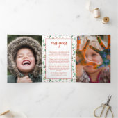 Red Berry Branches vrolijke foto Drieluik Wenskaart (Binnen)