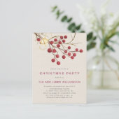 Red Berry Christmas Party Invitation Briefkaart (Staand voorkant)