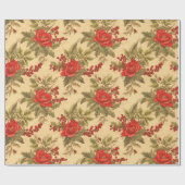 Red Berry Christmas  Pattern Cadeaupapier (Vlak)