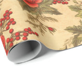 Red Berry Christmas  Pattern Cadeaupapier (Rol Hoek)