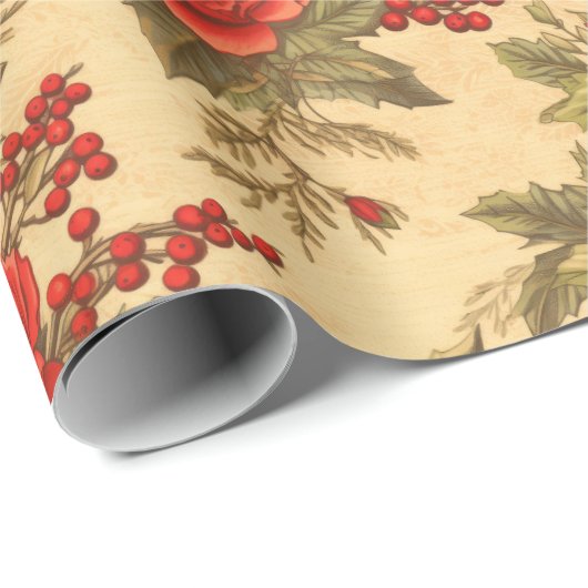 Red Berry Christmas  Pattern Cadeaupapier (Rol Hoek)