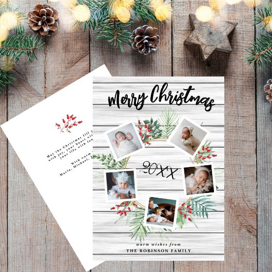 Red Berry Christmas Wreath 5 Foto Groet Feestdagenkaart
