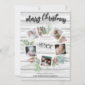 Red Berry Christmas Wreath 5 Foto Groet Feestdagenkaart (Voorkant)