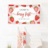 Red Berry Eerste Verjaardag Aardbei Meisje Verjaar Spandoek (Insitu)