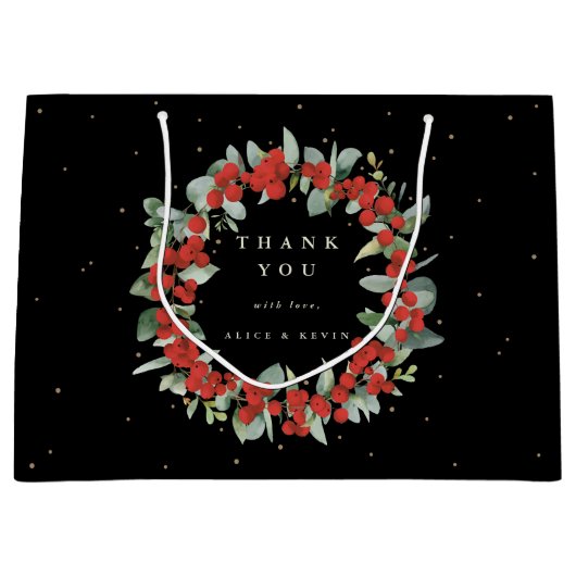 Red Berry+Eucalyptus Kerst/Vakantie Dank u Groot Cadeauzakje (Voorkant)