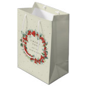 Red Berry+Eucalyptus Kerst/Vakantie Dank u Medium Cadeauzakje (Voorkant Gekanteld)