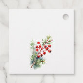 Red Berry Fir Winter Christmas Foliage Waterverf Bedankjes Labels (Achterkant)
