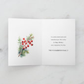 Red Berry Fir Winter Christmas Foliage Waterverf Feestdagen Kaart (Binnen)
