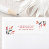 Red Berry Foliage Kerstmis Adres Etiket (Insitu)