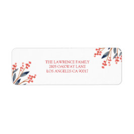 Red Berry Foliage Kerstmis Adres Etiket