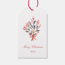 Red Berry Foliage Kerstmis Cadeaulabel
