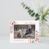 Red Berry Foliage Kerstvakantie foto Feestdagenkaart (Staand voorkant)