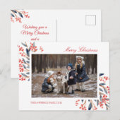 Red Berry Foliage Kerstvakantie foto Feestdagenkaart (Voorkant / Achterkant)