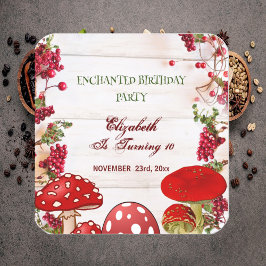 Red Berry Garden Toadstool Kind Magic Mushrooms Vierkante Sticker