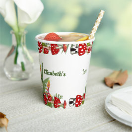 Red Berry Garden Toadstool Kinder 1e verjaardag Papieren Bekers