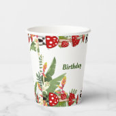 Red Berry Garden Toadstool Kinder 1e verjaardag Papieren Bekers (Achterkant)