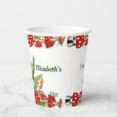 Red Berry Garden Toadstool Kinder 1e verjaardag Papieren Bekers (Voorkant)