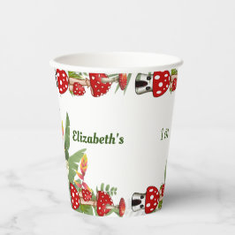 Red Berry Garden Toadstool Kinder 1e verjaardag Papieren Bekers