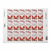 Red Berry Garden Toadstool Magic Mushroom Party Etiket (Full Sheet)