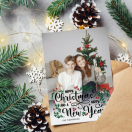 Red Berry Grote Foto Vrolijk Kerstfeest Gelukkig N Feestdagenkaart