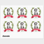 Red Berry Holly Banner Beardie Dog Kerstmis Vierkante Sticker (Vel)