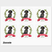 Red Berry Holly Banner Dachshund Kerstmis Vierkante Sticker (Vel)