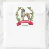 Red Berry Holly Banner Great Dane Dog Kerstmis Vierkante Sticker (Tas)