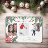 Red Berry Holly Evergreen Border Photo Template Feestdagenkaart