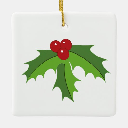Red Berry Holly Keramisch Ornament (Voorkant)