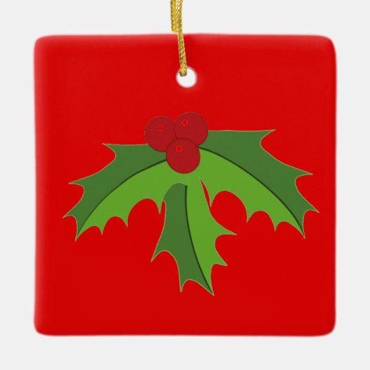 Red Berry Holly Keramisch Ornament (Voorkant)