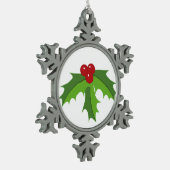 Red Berry Holly Tin Sneeuwvlok Ornament (Links)
