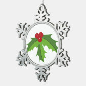 Red Berry Holly Tin Sneeuwvlok Ornament (Rechts)