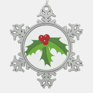 Red Berry Holly Tin Sneeuwvlok Ornament