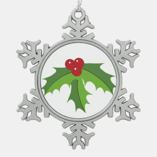 Red Berry Holly Tin Sneeuwvlok Ornament (Voorkant)