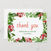 Red Berry Holly verlaat kerstbruiloft Briefkaart (Voorkant / Achterkant)