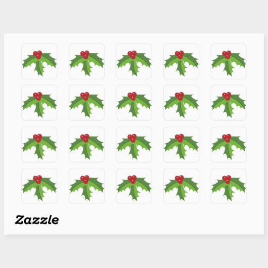 Red Berry Holly Vierkante Sticker (Vel)