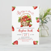 Red Berry in Love Strawberry Theme Vrijgezellenfee Kaart (Staand voorkant)