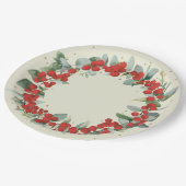 Red Berry kerst met feestdag Papieren Bordje (Gekanteld)