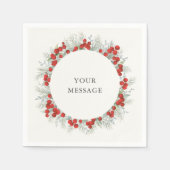 Red Berry kerst met feestdag Servet (Voorkant)