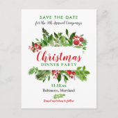 Red Berry | kerstdiner | Feestdag Aankondigingskaart (Voorkant)