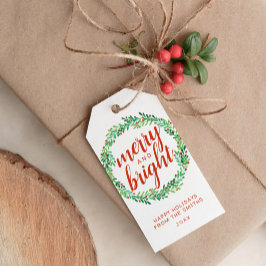 Red Berry krans Merry & Bright Cadeaulabel