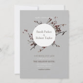 Red Berry met grijze achtergrond huwelijksuitnodig Kaart (Voorkant)