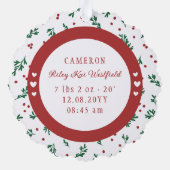 Red Berry Pattern Introducing Baby 1e Kerstmis Ornament Kaart (Achterkant)