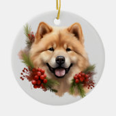 Red Berry Pine Shiba Inu Hond Keramisch Ornament (Voorkant)