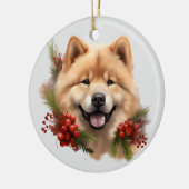 Red Berry Pine Shiba Inu Hond Keramisch Ornament (Links)