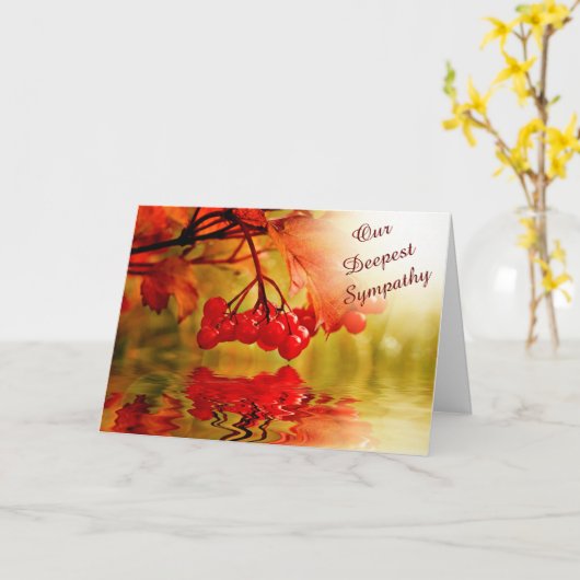 Red Berry Reflection Sympathie Kaart (Gele Bloem)