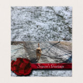 Red Berry Ribbon Snow Kaart (Buitenkant ongevouwen)