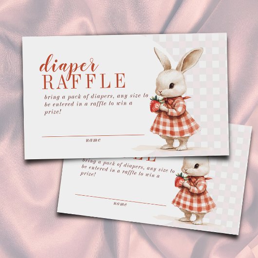 Red Berry Sweet Bunny Baby shower Luier Raffle Informatiekaartje