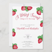 Red Berry Sweet Strawberry Girl Baby Shower Kaart (Voorkant)